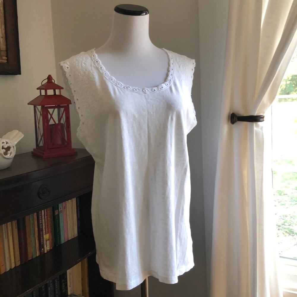 LOFT White Cotton Sleeveless Top, Size M